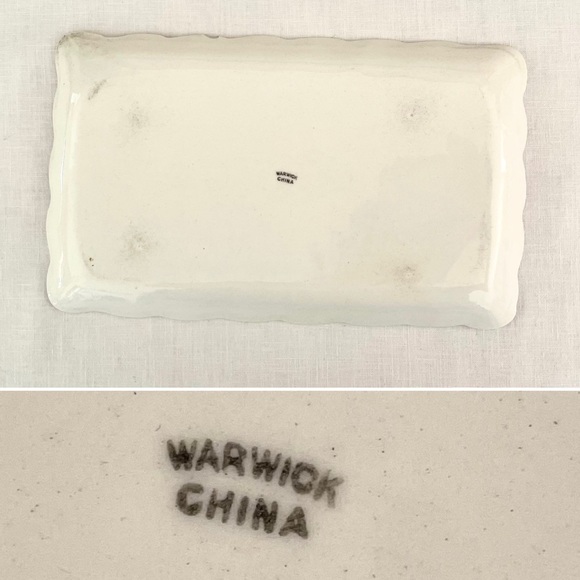 Vintage Warwick Floral Dessert/snack tray, scalloped gold-trimmed edge, 11"x 6" - Picture 6 of 9